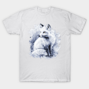 Polar Fox - Monochromatic Winter - Watercolor Vintage T-Shirt