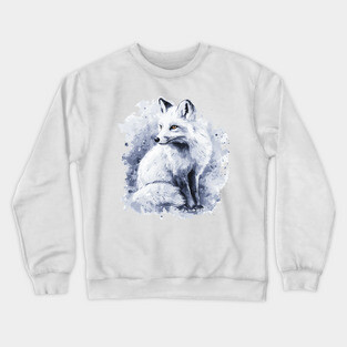 Polar Fox - Monochromatic Winter - Watercolor Vintage Crewneck Sweatshirt