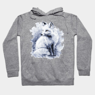 Polar Fox - Monochromatic Winter - Watercolor Vintage Hoodie