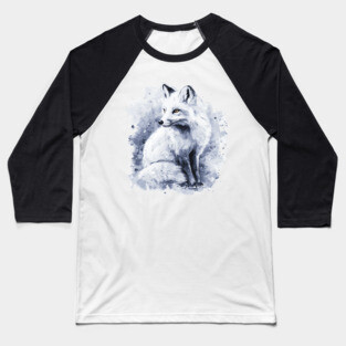 Polar Fox - Monochromatic Winter - Watercolor Vintage Baseball T-Shirt