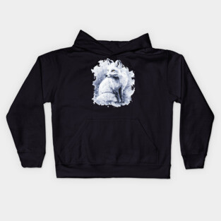 Polar Fox - Monochromatic Winter - Watercolor Vintage Kids Hoodie