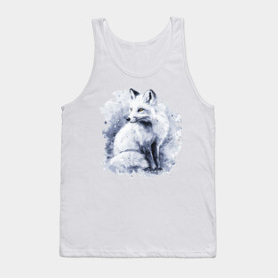 Polar Fox - Monochromatic Winter - Watercolor Vintage Tank Top