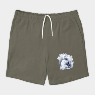 Polar Fox - Monochromatic Winter - Watercolor Vintage Shorts