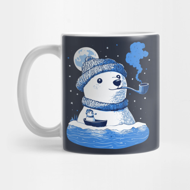 Polar Bear Smoking Pipe - Monochromatic Winter by TuncGK