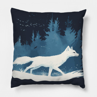 Arctic Fox - Monochromatic Winter Pillow