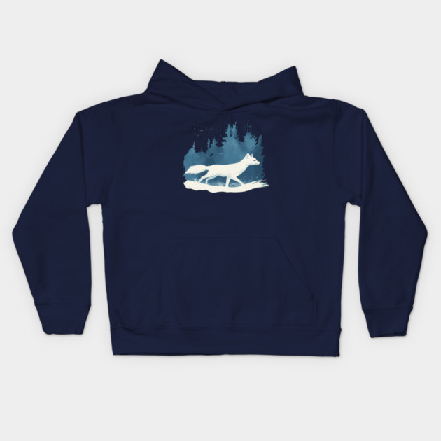 Arctic Fox - Monochromatic Winter Kids Hoodie by TuncGK