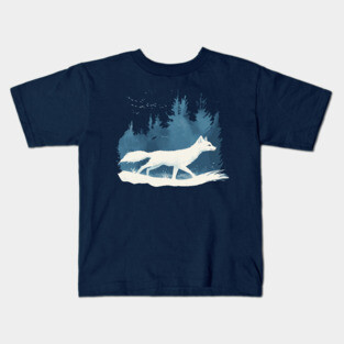 Arctic Fox - Monochromatic Winter Kids T-Shirt