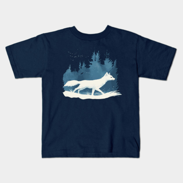 Arctic Fox - Monochromatic Winter Kids T-Shirt by TuncGK
