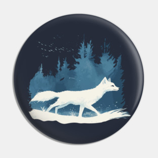 Arctic Fox - Monochromatic Winter Pin