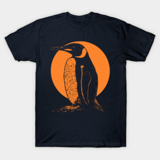 Retro Penguin - Orange Monochrome Winter T-Shirt