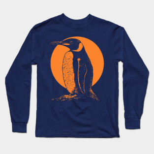 Retro Penguin - Orange Monochrome Winter Long Sleeve T-Shirt