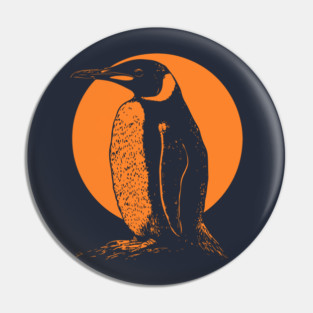 Retro Penguin - Orange Monochrome Winter Pin