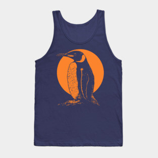Retro Penguin - Orange Monochrome Winter Tank Top