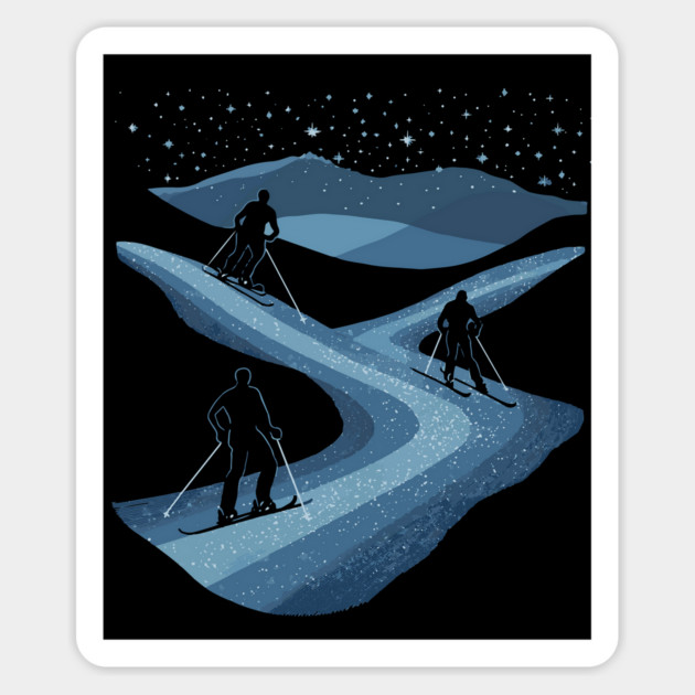 Skiers' Dream - Monochromatic Winter Magnet by TuncGK