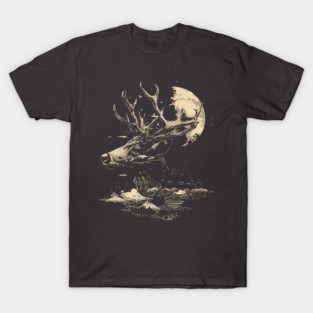 Dear Surreal Deer - Monochromatic Winter T-Shirt