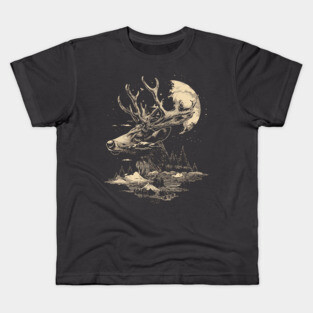 Dear Surreal Deer - Monochromatic Winter Kids T-Shirt