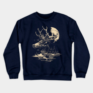 Dear Surreal Deer - Monochromatic Winter Crewneck Sweatshirt