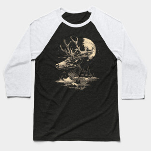 Dear Surreal Deer - Monochromatic Winter Baseball T-Shirt