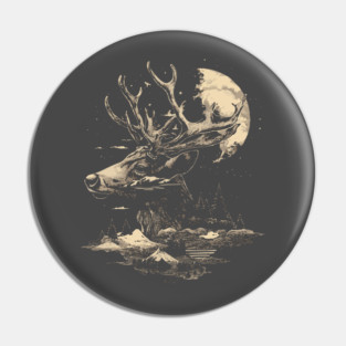 Dear Surreal Deer - Monochromatic Winter Pin