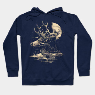 Dear Surreal Deer - Monochromatic Winter Hoodie