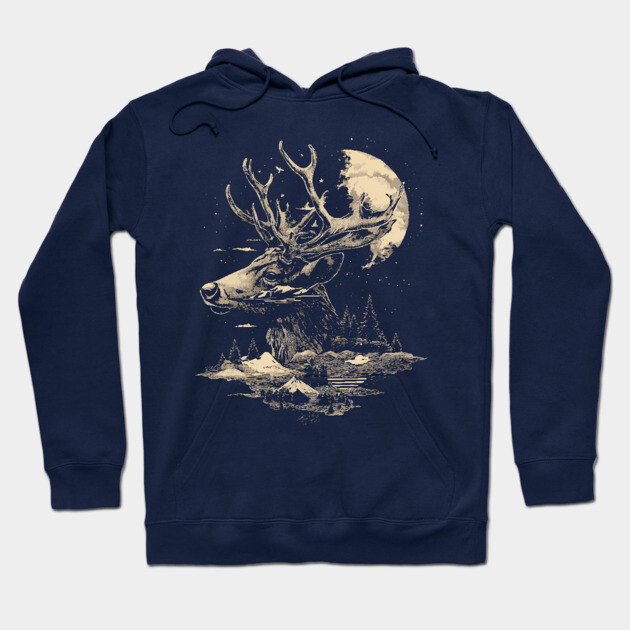 Dear Surreal Deer - Monochromatic Winter Hoodie by TuncGK
