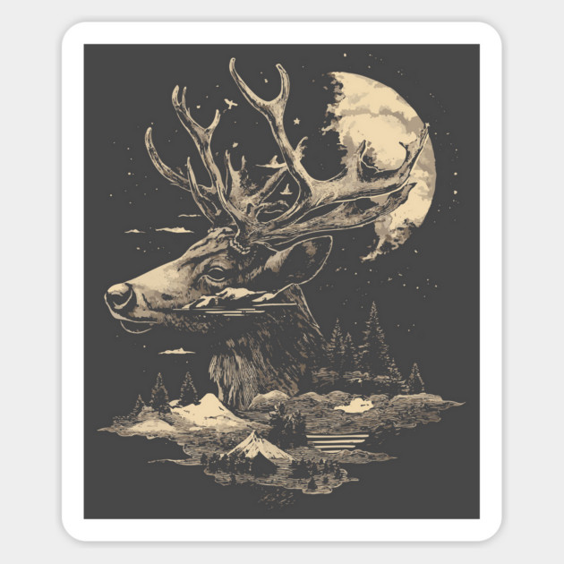 Dear Surreal Deer - Monochromatic Winter Magnet by TuncGK