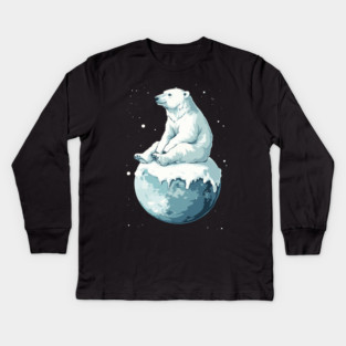 Polar Bear Enjoying the End of the World Kids Long Sleeve T-Shirt