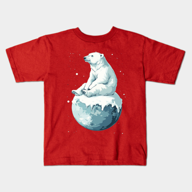 Polar Bear Enjoying the End of the World Kids T-Shirt by TuncGK