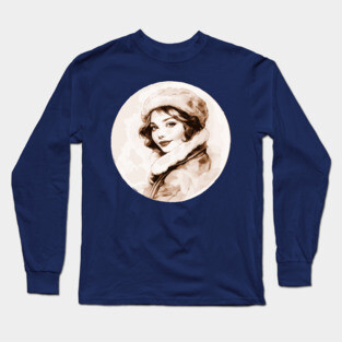 Vintage Watercolor Elegant Lady Long Sleeve T-Shirt