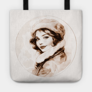 Vintage Watercolor Elegant Lady Tote