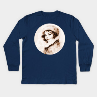 Vintage Watercolor Elegant Lady Kids Long Sleeve T-Shirt