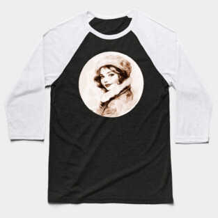 Vintage Watercolor Elegant Lady Baseball T-Shirt