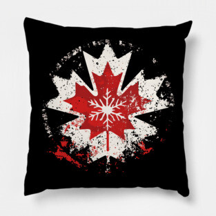Canadian Winter - Maple Leaf Snowflake Pillow