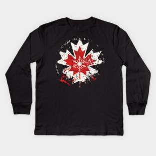 Canadian Winter - Maple Leaf Snowflake Kids Long Sleeve T-Shirt