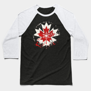 Canadian Winter - Maple Leaf Snowflake Baseball T-Shirt
