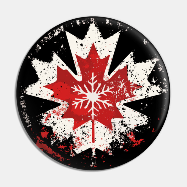 Canadian Winter - Maple Leaf Snowflake Pin by TuncGK