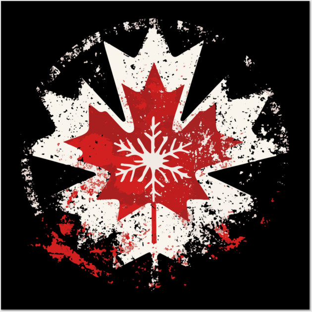 Canadian Winter - Maple Leaf Snowflake Wall Art by TuncGK