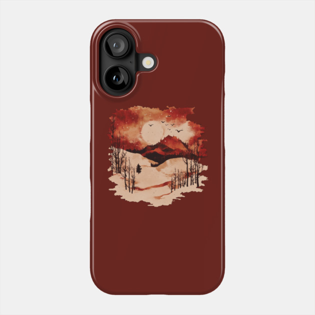 Crimson Winter - Red Vintage Landscape Phone Case by TuncGK