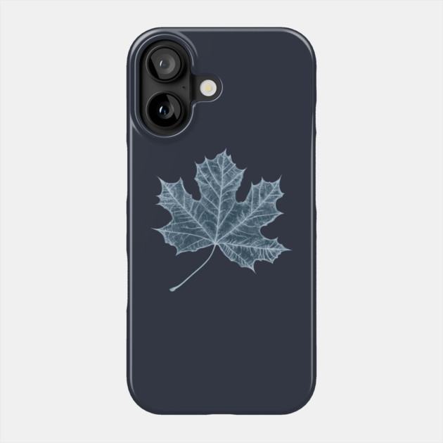 Frozen Maple Leaf - Elegant Ice Blue Monochrome Phone Case by TuncGK