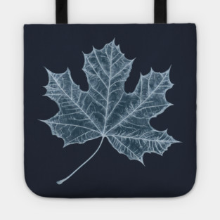 Frozen Maple Leaf - Elegant Ice Blue Monochrome Tote
