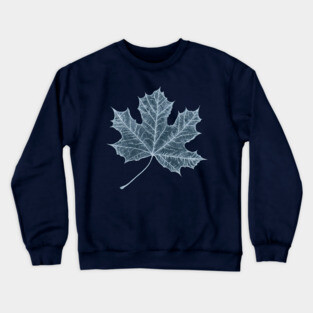 Frozen Maple Leaf - Elegant Ice Blue Monochrome Crewneck Sweatshirt