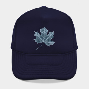 Frozen Maple Leaf - Elegant Ice Blue Monochrome Hat