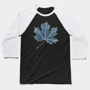 Frozen Maple Leaf - Elegant Ice Blue Monochrome Baseball T-Shirt