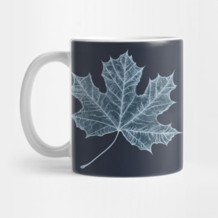 Frozen Maple Leaf - Elegant Ice Blue Monochrome Mug