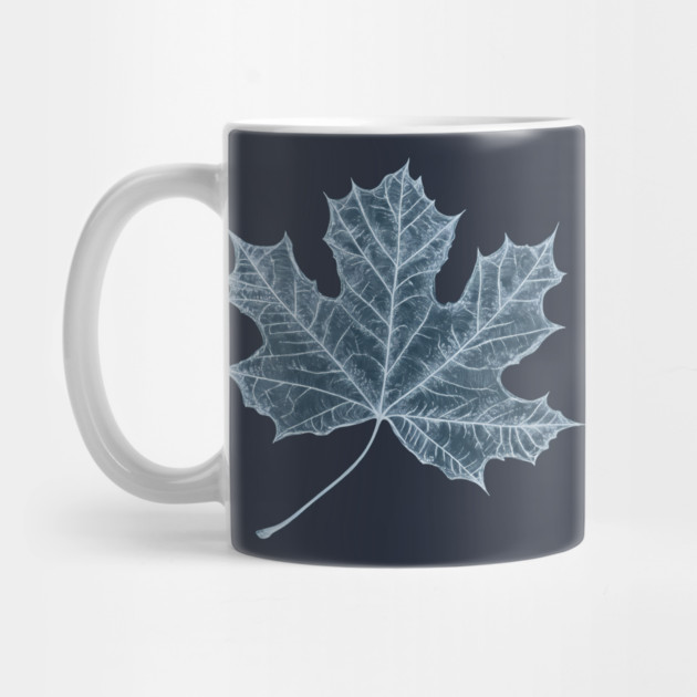 Frozen Maple Leaf - Elegant Ice Blue Monochrome by TuncGK
