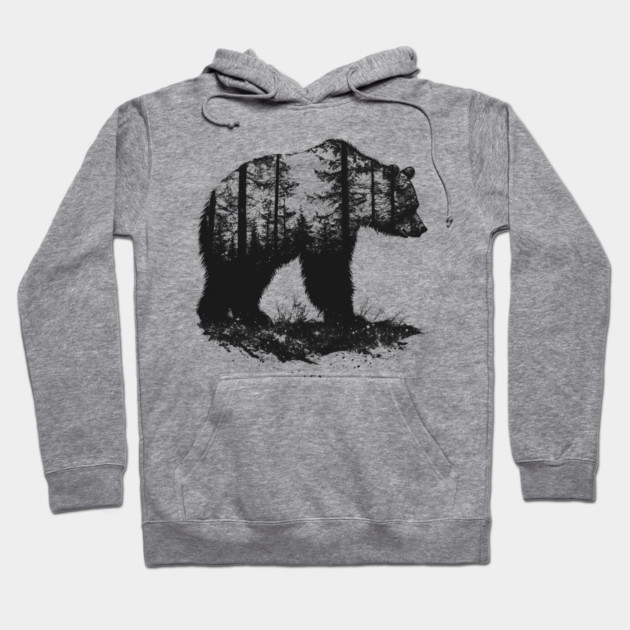 Grizzly Woods - Bear Forest Silhouette Hoodie by TuncGK