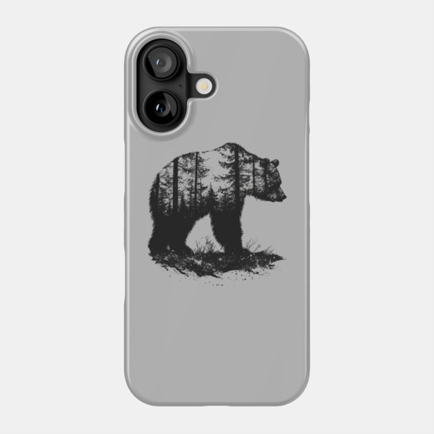 Grizzly Woods - Bear Forest Silhouette Phone Case by TuncGK