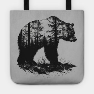 Grizzly Woods - Bear Forest Silhouette Tote