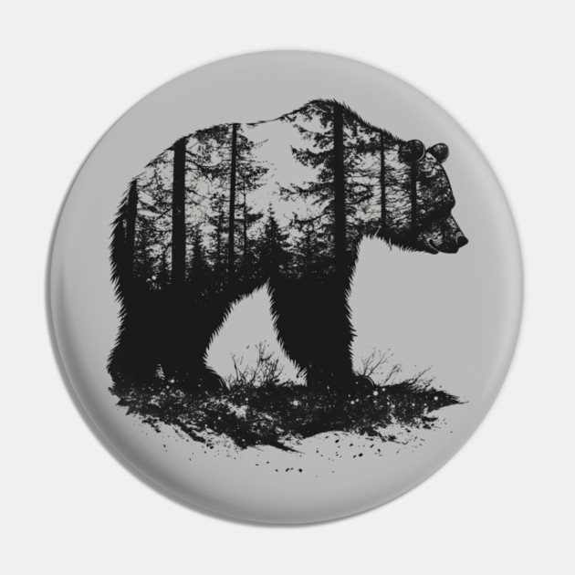 Grizzly Woods - Bear Forest Silhouette Pin by TuncGK