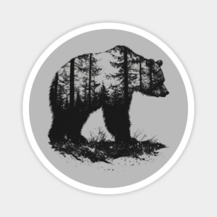 Grizzly Woods - Bear Forest Silhouette Magnet